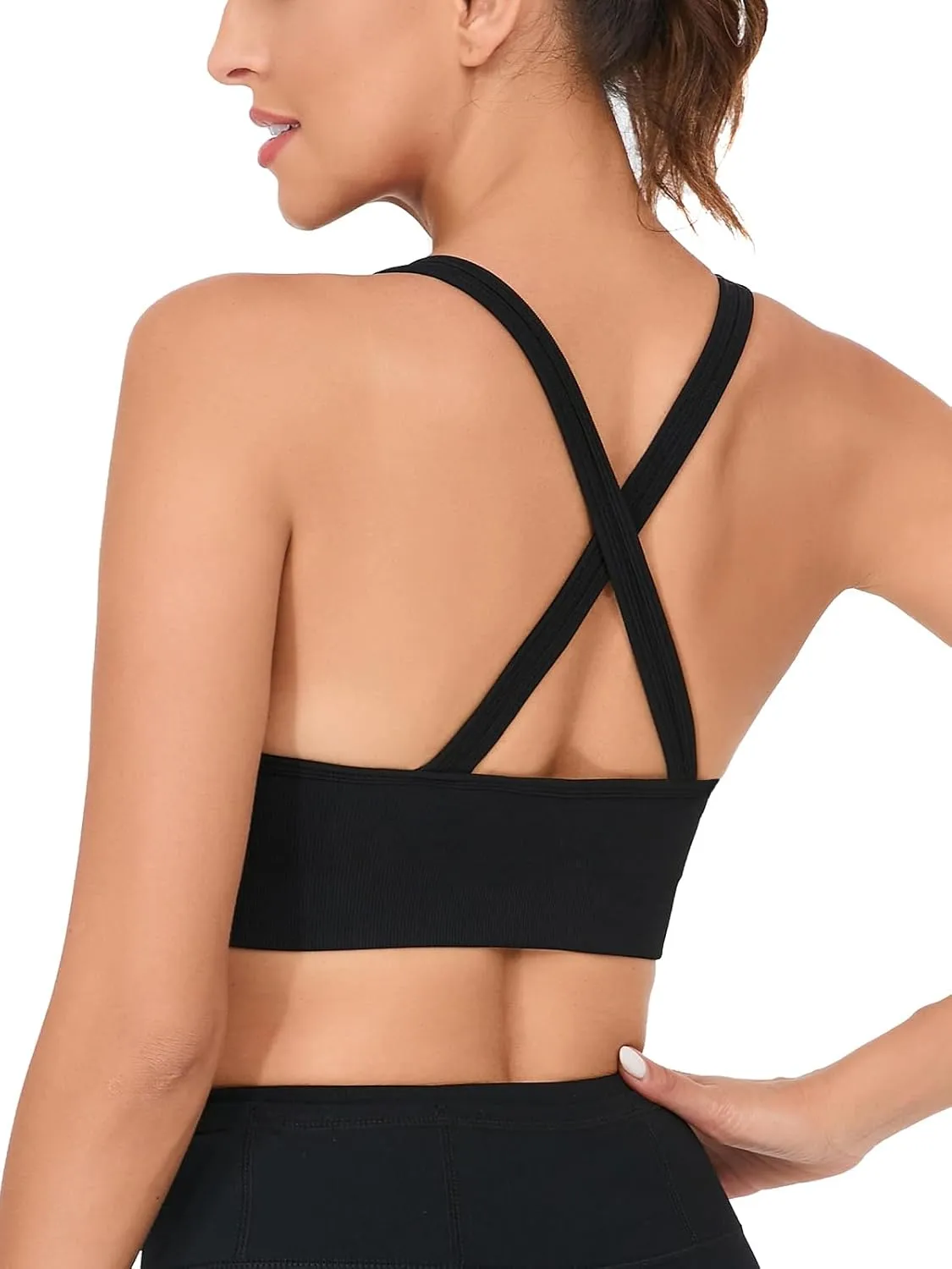 RUNNING GIRL Sports Bras for Women,Sexy Crisscross Back Seamless Padded Sports Bra High Support with Removable Pads