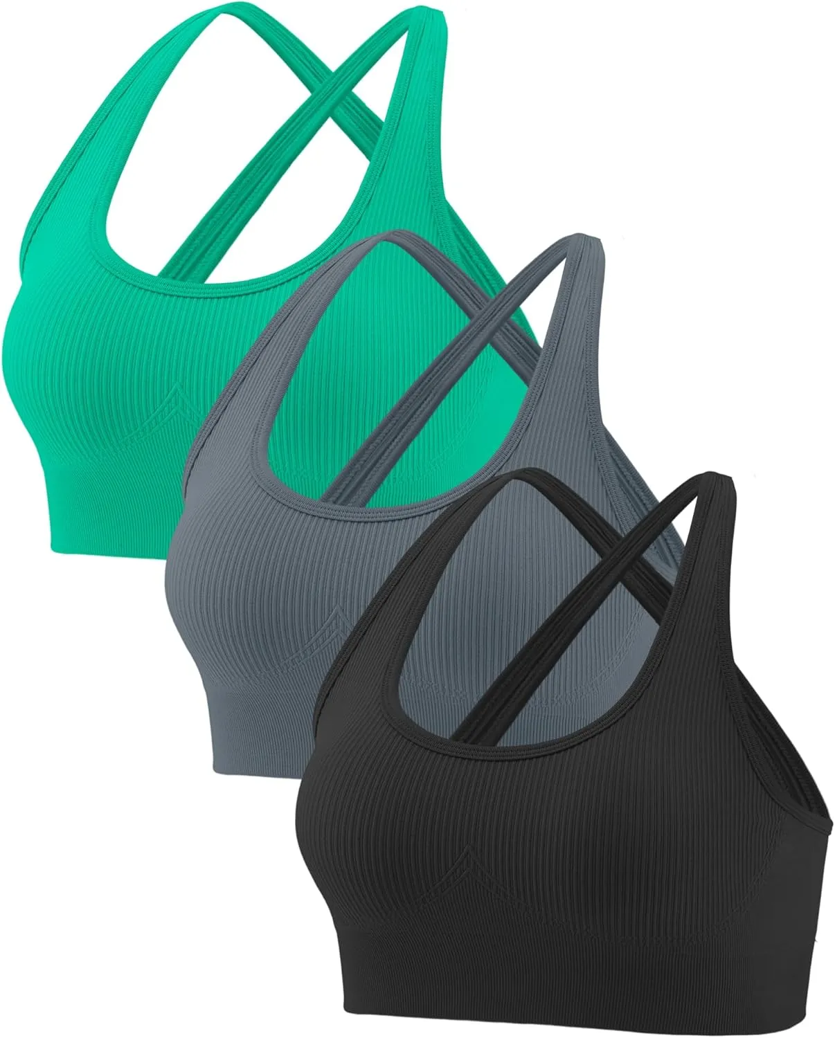 RUNNING GIRL Sports Bras for Women,Sexy Crisscross Back Seamless Padded Sports Bra High Support with Removable Pads