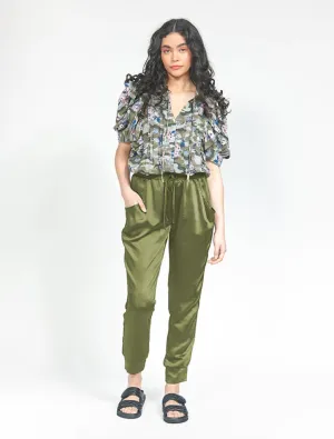 Satin Bubble Pant - Khaki