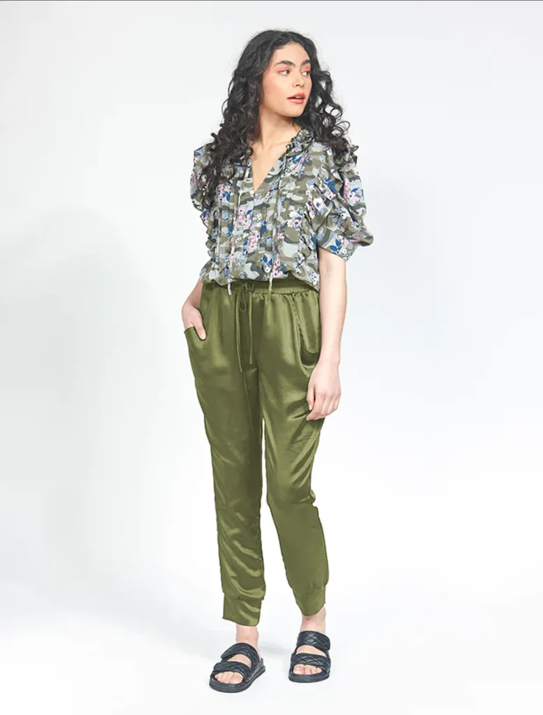 Satin Bubble Pant - Khaki