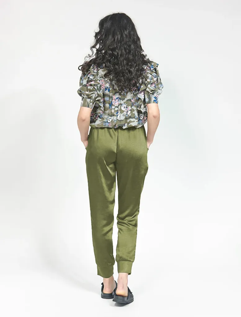 Satin Bubble Pant - Khaki