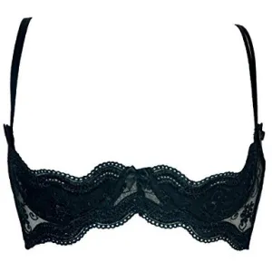 Scalloped Embroidery Shelf Bra - Black -