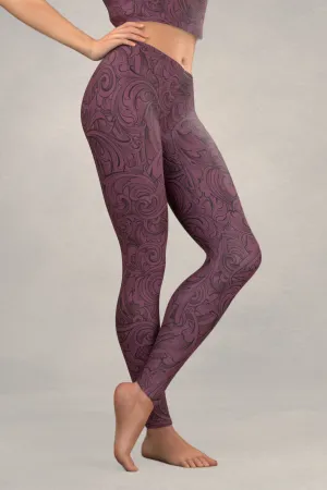 Scrollwork Leggings: Plum