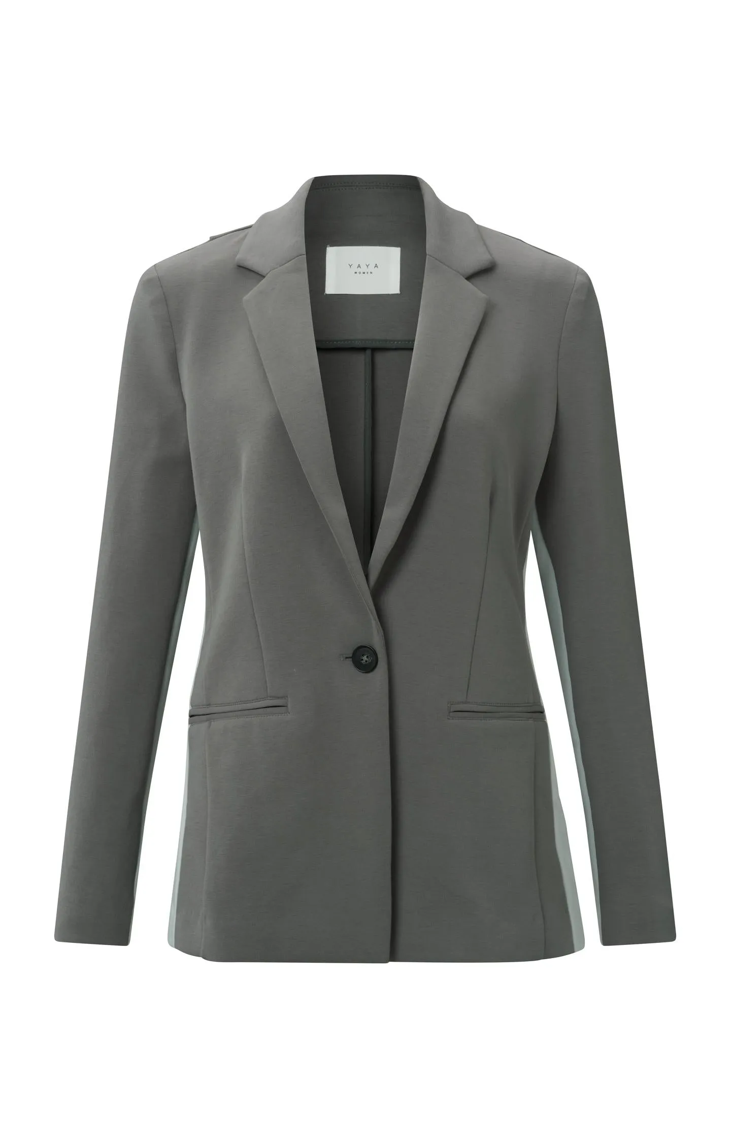 Scuba blazer with long sleeves, a button and a stripe
