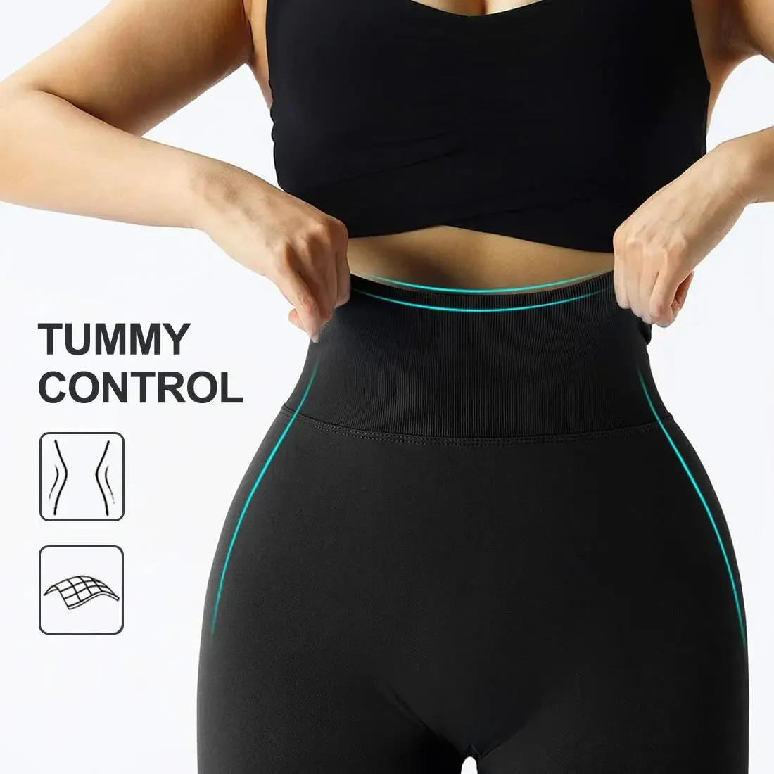 Seamless Knitted Fitness GYM Pants Women's High Waist and Hips Tight