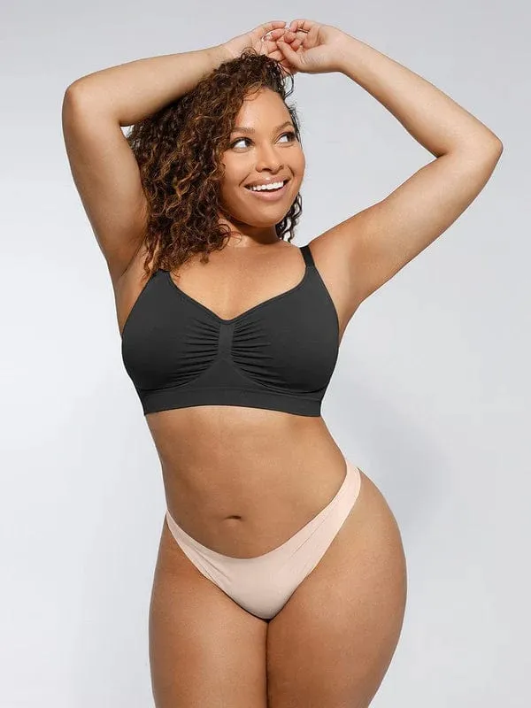 Seamless Non Wired Pushup High Support Bra With Adjustable Straps