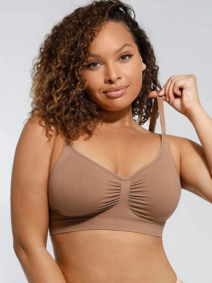 Seamless Non Wired Pushup High Support Bra With Adjustable Straps