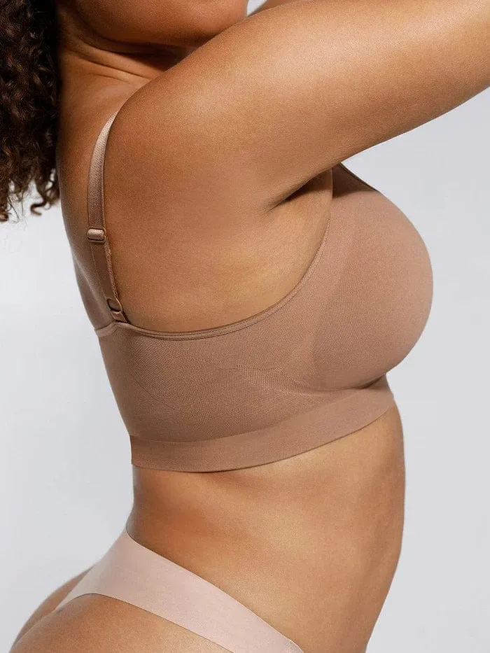 Seamless Non Wired Pushup High Support Bra With Adjustable Straps