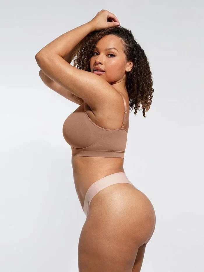 Seamless Non Wired Pushup High Support Bra With Adjustable Straps