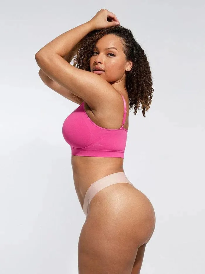 Seamless Non Wired Pushup High Support Bra With Adjustable Straps