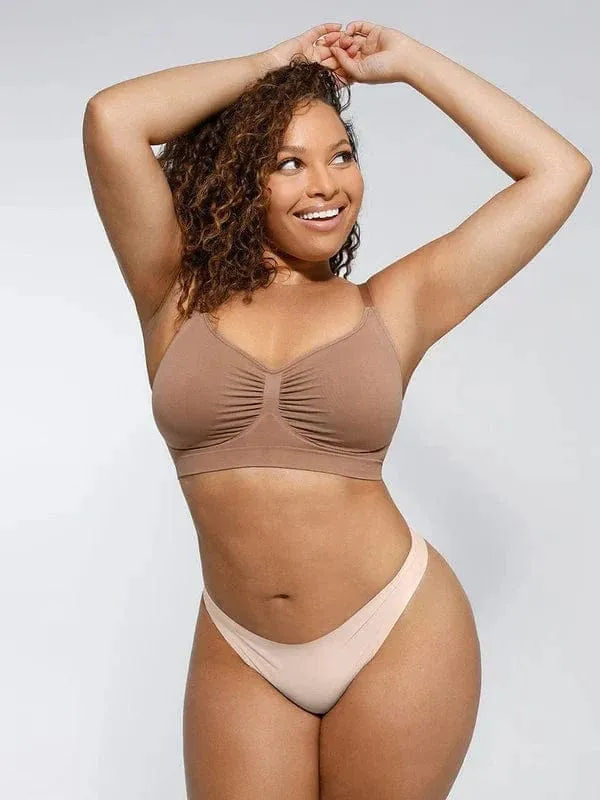 Seamless Non Wired Pushup High Support Bra With Adjustable Straps