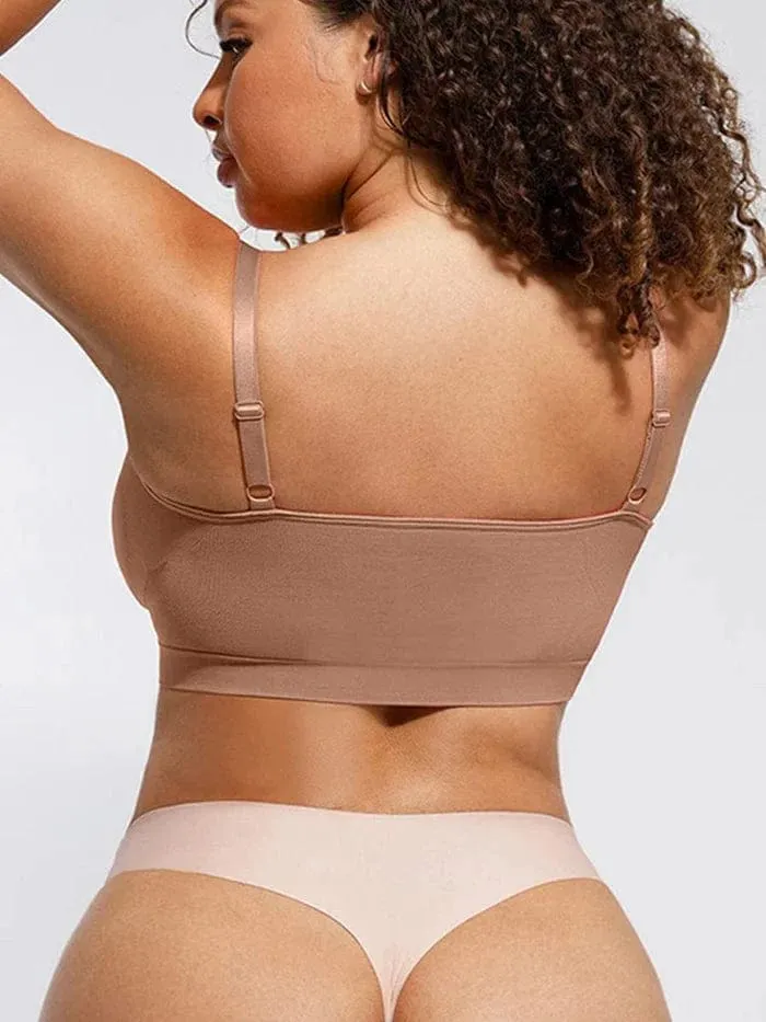 Seamless Non Wired Pushup High Support Bra With Adjustable Straps