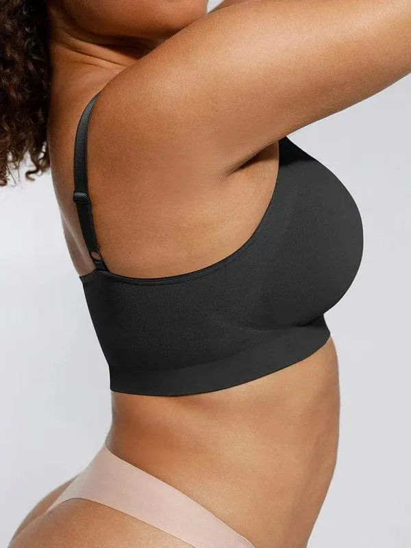 Seamless Non Wired Pushup High Support Bra With Adjustable Straps