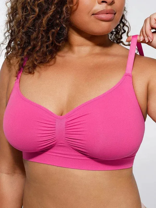 Seamless Non Wired Pushup High Support Bra With Adjustable Straps