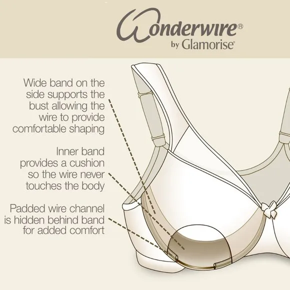 Set of 3! 32C Glamorise ELEGANCE Bra (UNDERWIRED) Embroidered SUPPORT TAUPE NEW