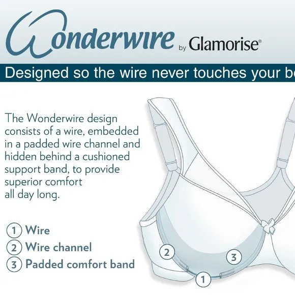 Set of 3! 32C Glamorise ELEGANCE Bra (UNDERWIRED) Embroidered SUPPORT TAUPE NEW