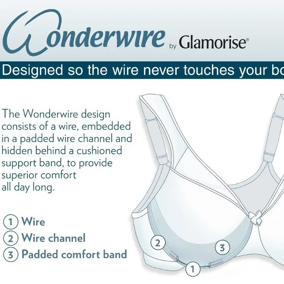 Set of 3! 36C Glamorise ELEGANCE Bra (UNDERWIRED) Embroidered SUPPORT WHITE NEW