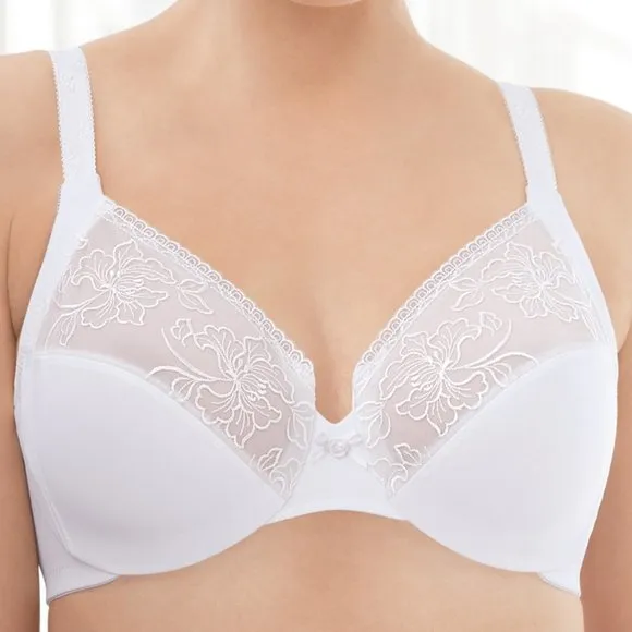 Set of 3! 36C Glamorise ELEGANCE Bra (UNDERWIRED) Embroidered SUPPORT WHITE NEW