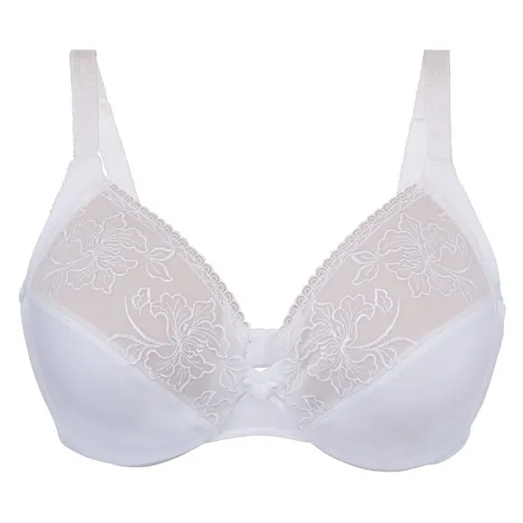 Set of 3! 36C Glamorise ELEGANCE Bra (UNDERWIRED) Embroidered SUPPORT WHITE NEW
