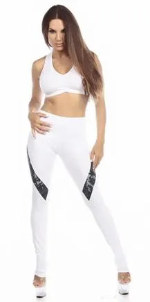Sexy Hi Lo Waist Blue Digital Camo Military Work Out Pants - White/Blue