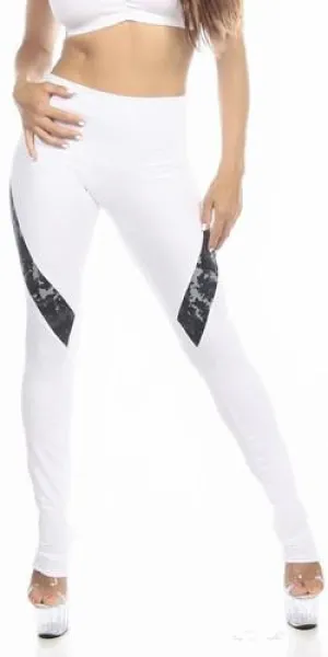 Sexy Hi Lo Waist Blue Digital Camo Military Work Out Pants - White/Blue