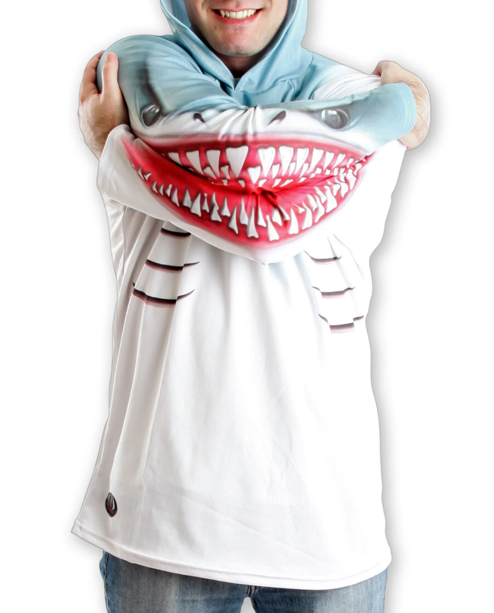SHARK in WHITE Hoodie Sport Shirt by MOUTHMAN®