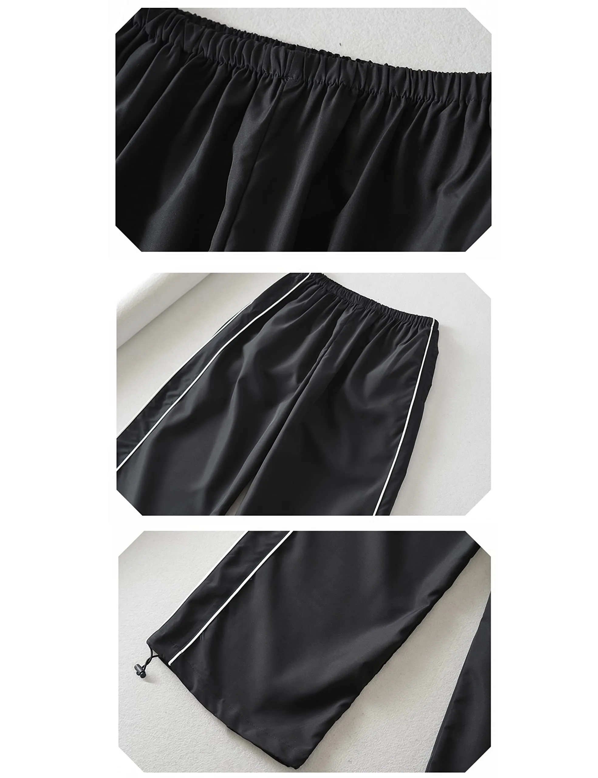 Shebote Womens Parachute Pants Wide Leg Baggy Pants Y2K Elastic Waist Jogger Sweatpants Track Pants Streetwear