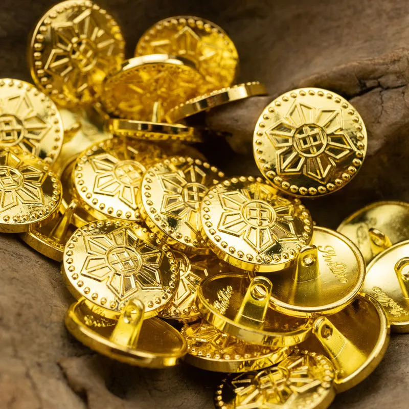 Shiny Gold Metal Shank Buttons Helm Fox Butterfly Design 6pcs