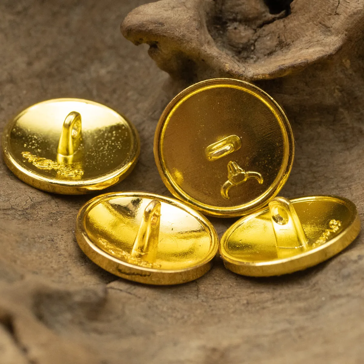Shiny Gold Metal Shank Buttons Helm Fox Butterfly Design 6pcs