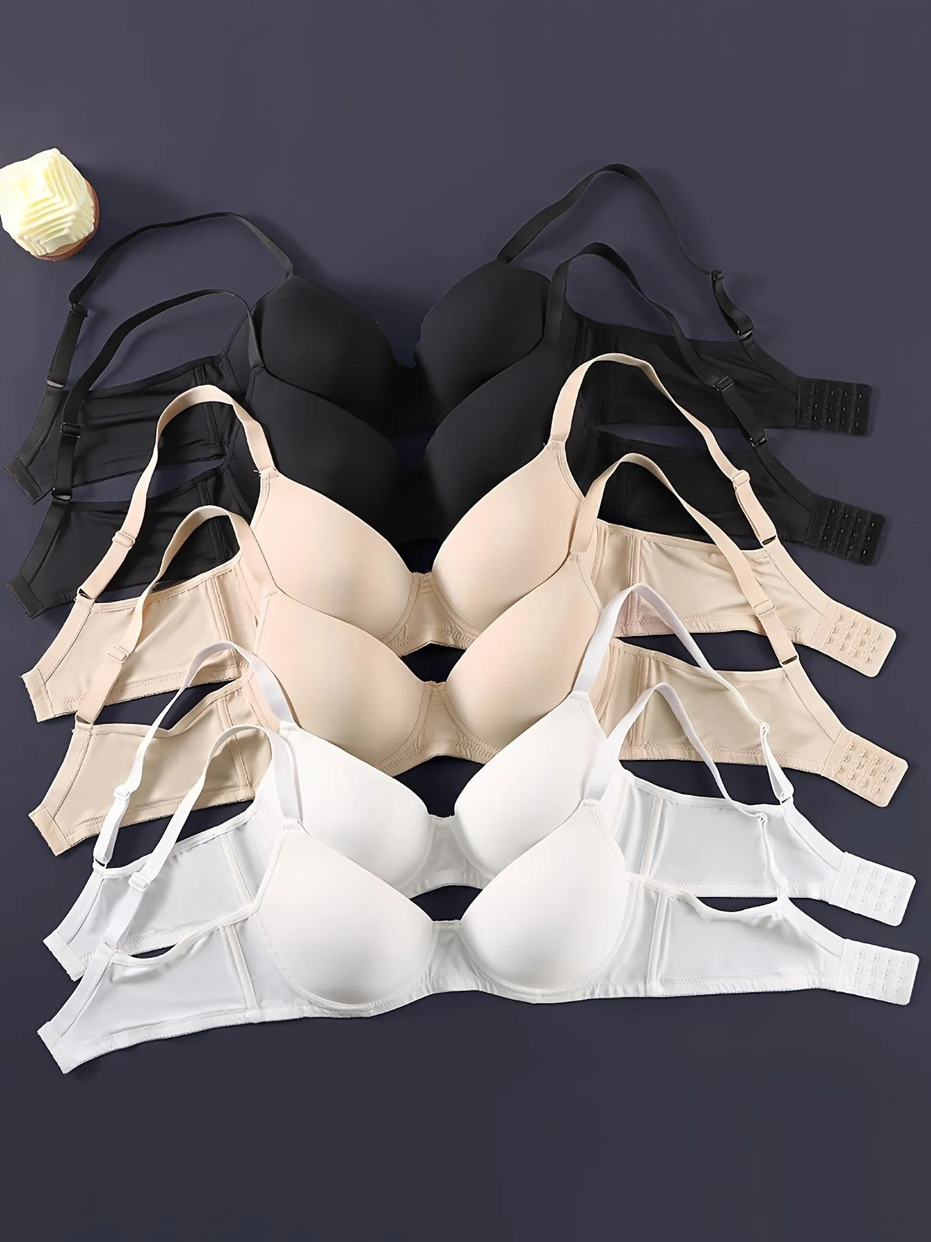 [Simple Solid Women's Underwear Bra] 6pcs Simple Solid Seamless Bra, Comfy & Breathable Push Up Bra, Women's Lingerie & Underwear