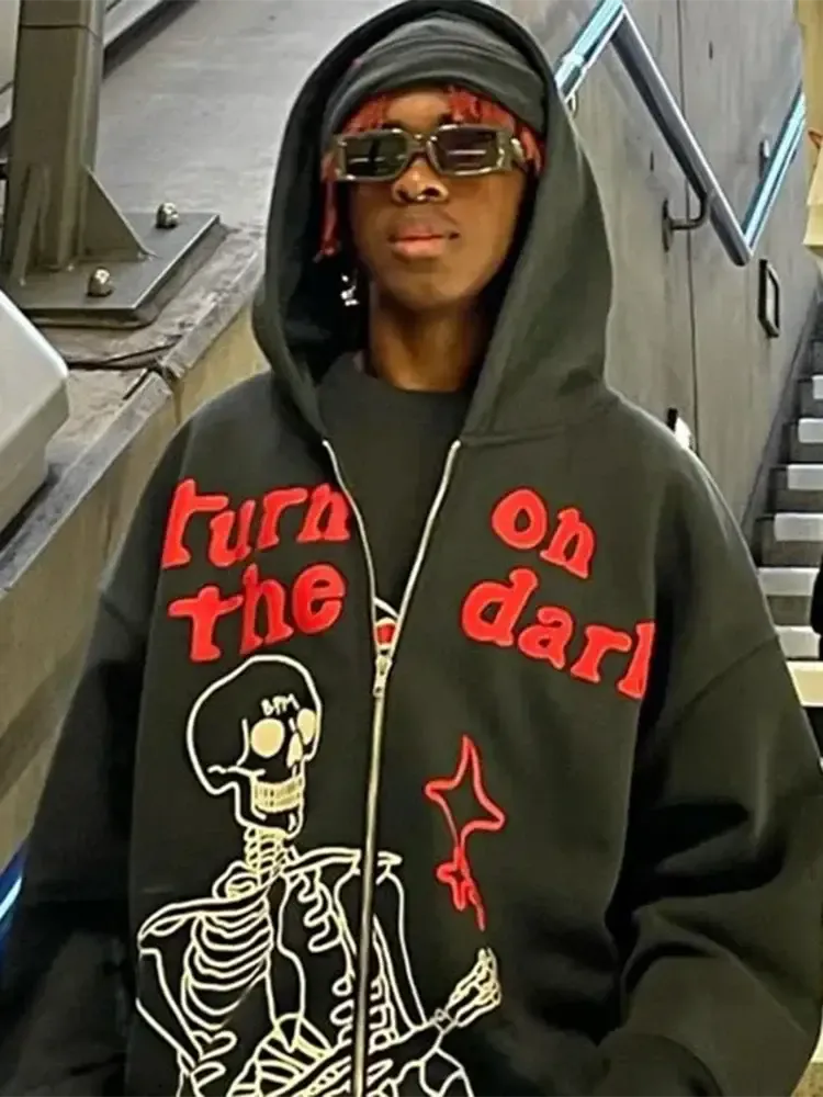 Skeleton Zip Up Hoodie