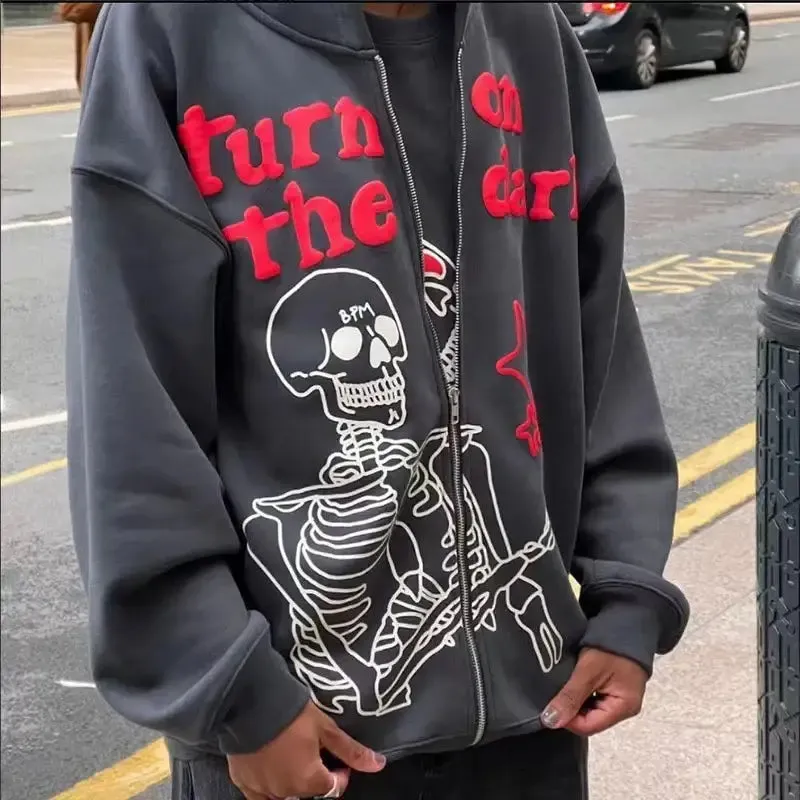 Skeleton Zip Up Hoodie