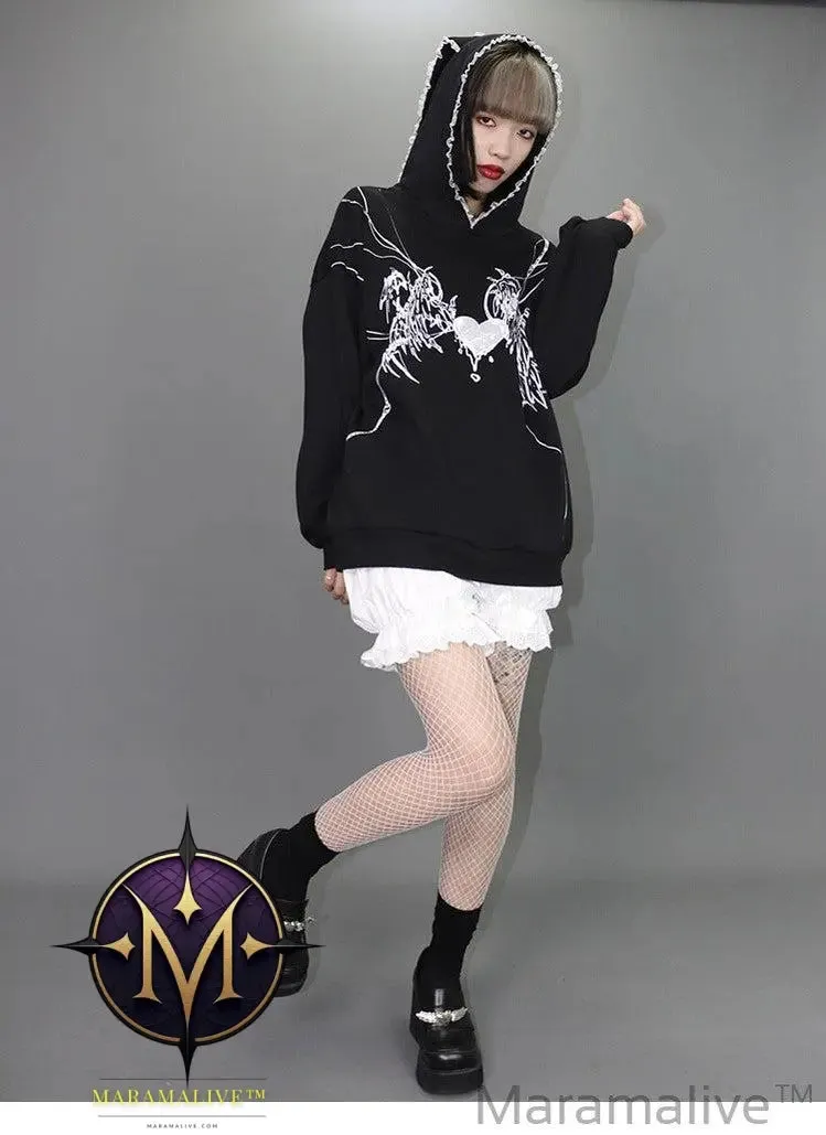 Sports And Leisure Printing Street Hooded Top Gothic Sailor Moon Sweater