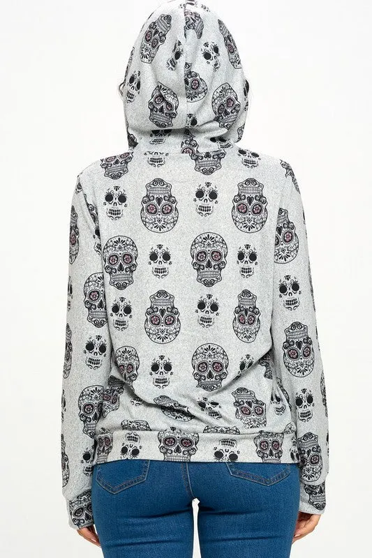 Sugar Skull Print Hoodie