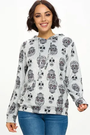 Sugar Skull Print Hoodie