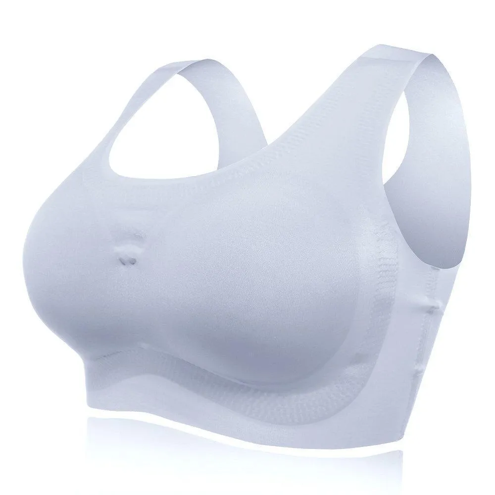 Super Comfy High Elastic Wireless Full Busty Soft Bras - Silver Gray