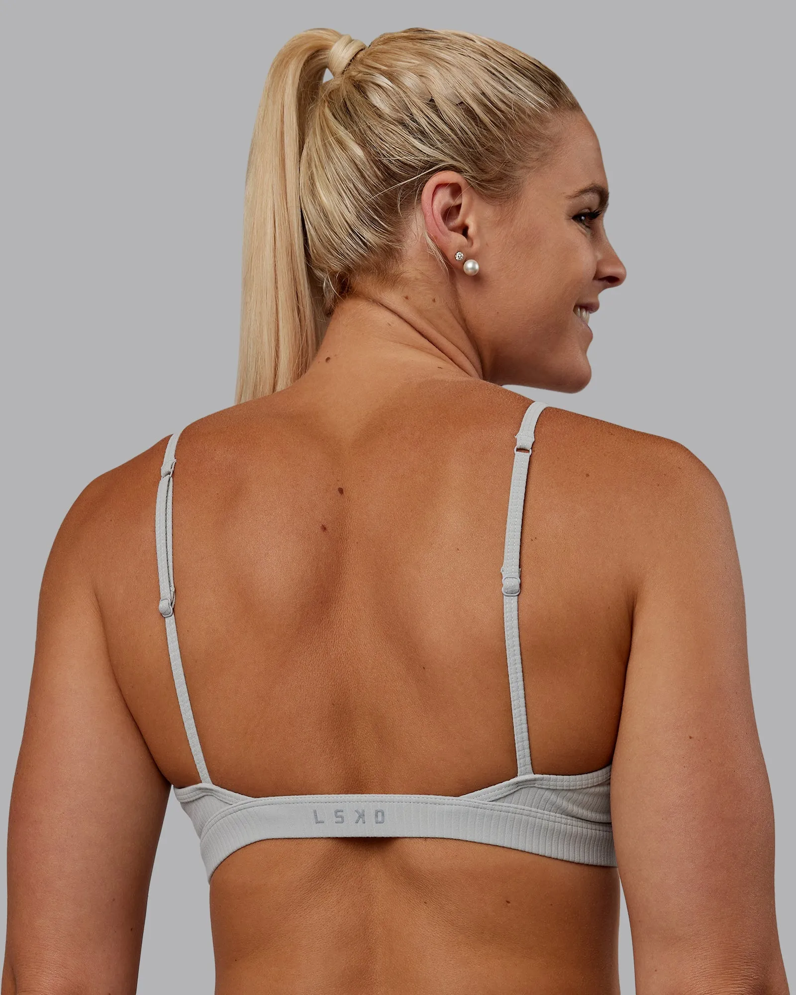 Tenacity Ribbed Lounge Bra - Light Grey Marl