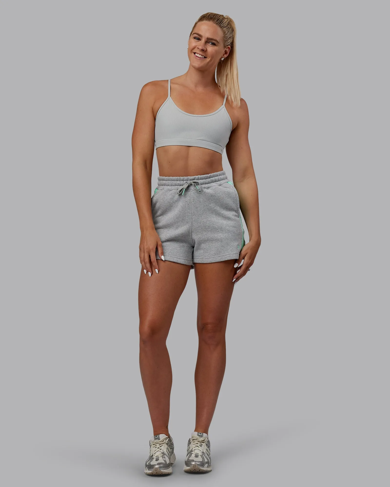 Tenacity Ribbed Lounge Bra - Light Grey Marl