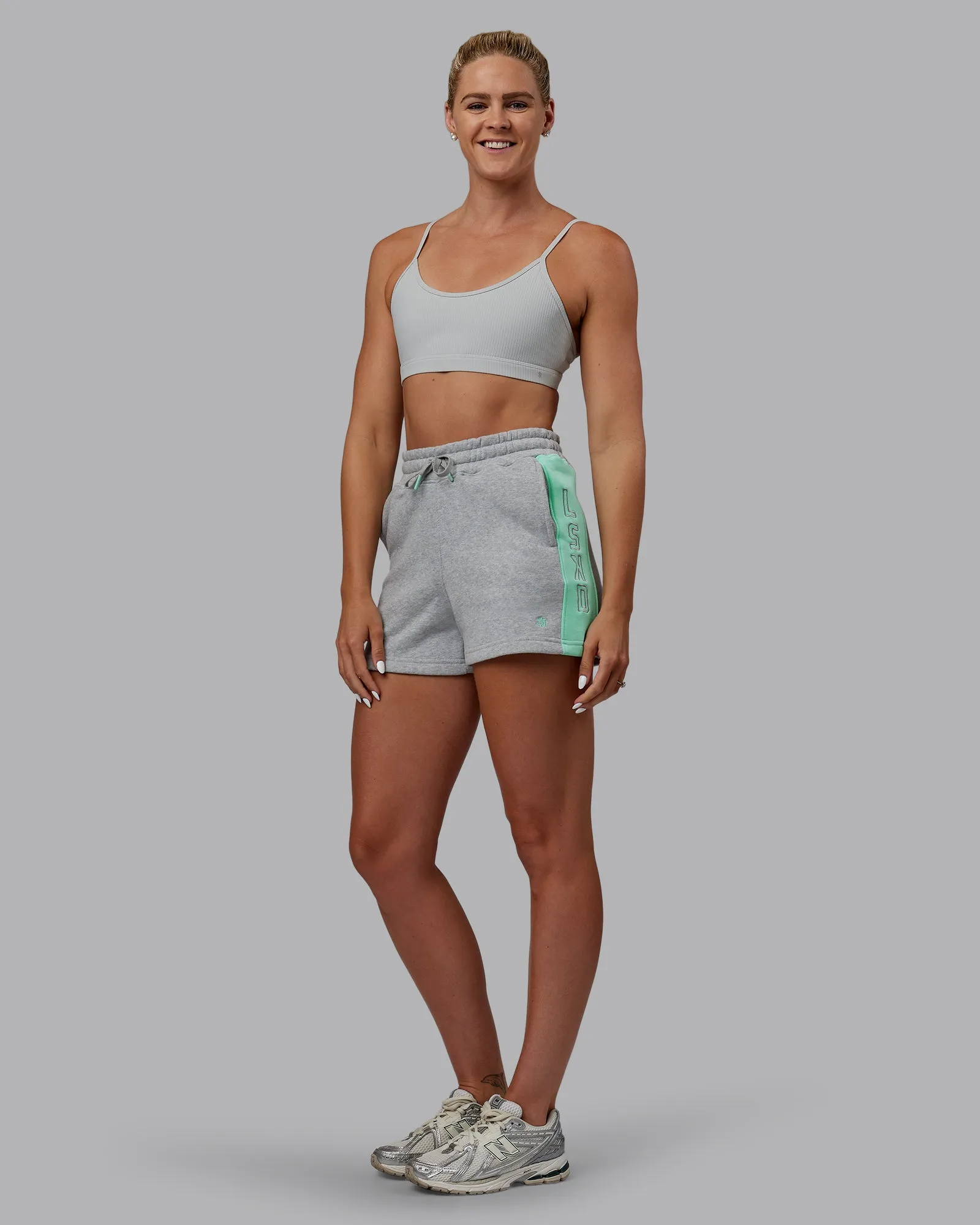 Tenacity Ribbed Lounge Bra - Light Grey Marl