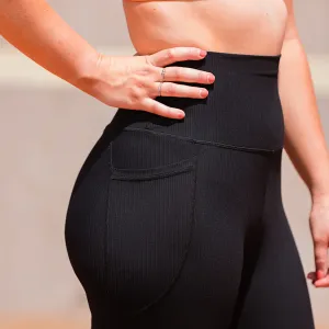 Textured Ribbed Full length Legging With Pockets