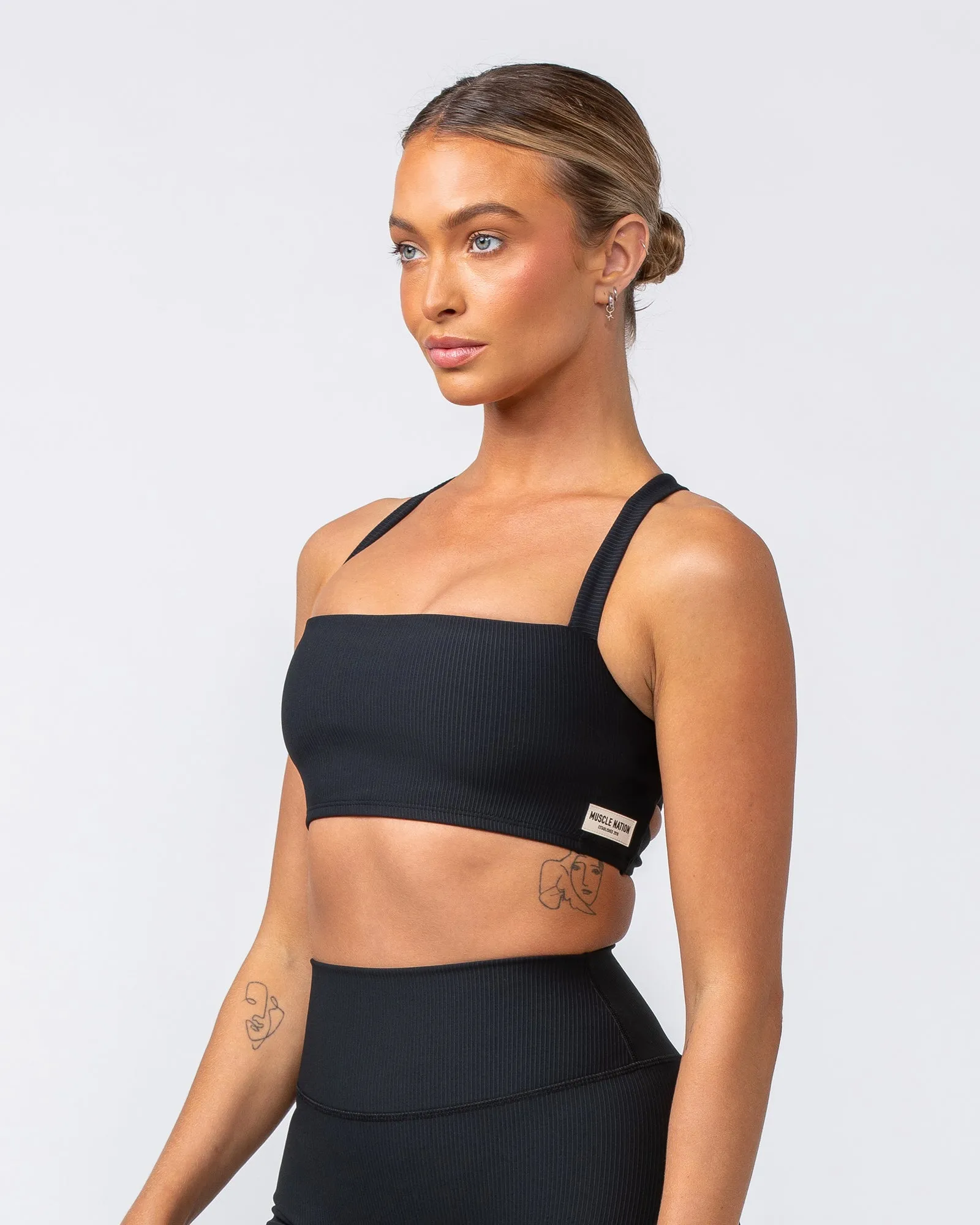 Twist Rib Bra - Black