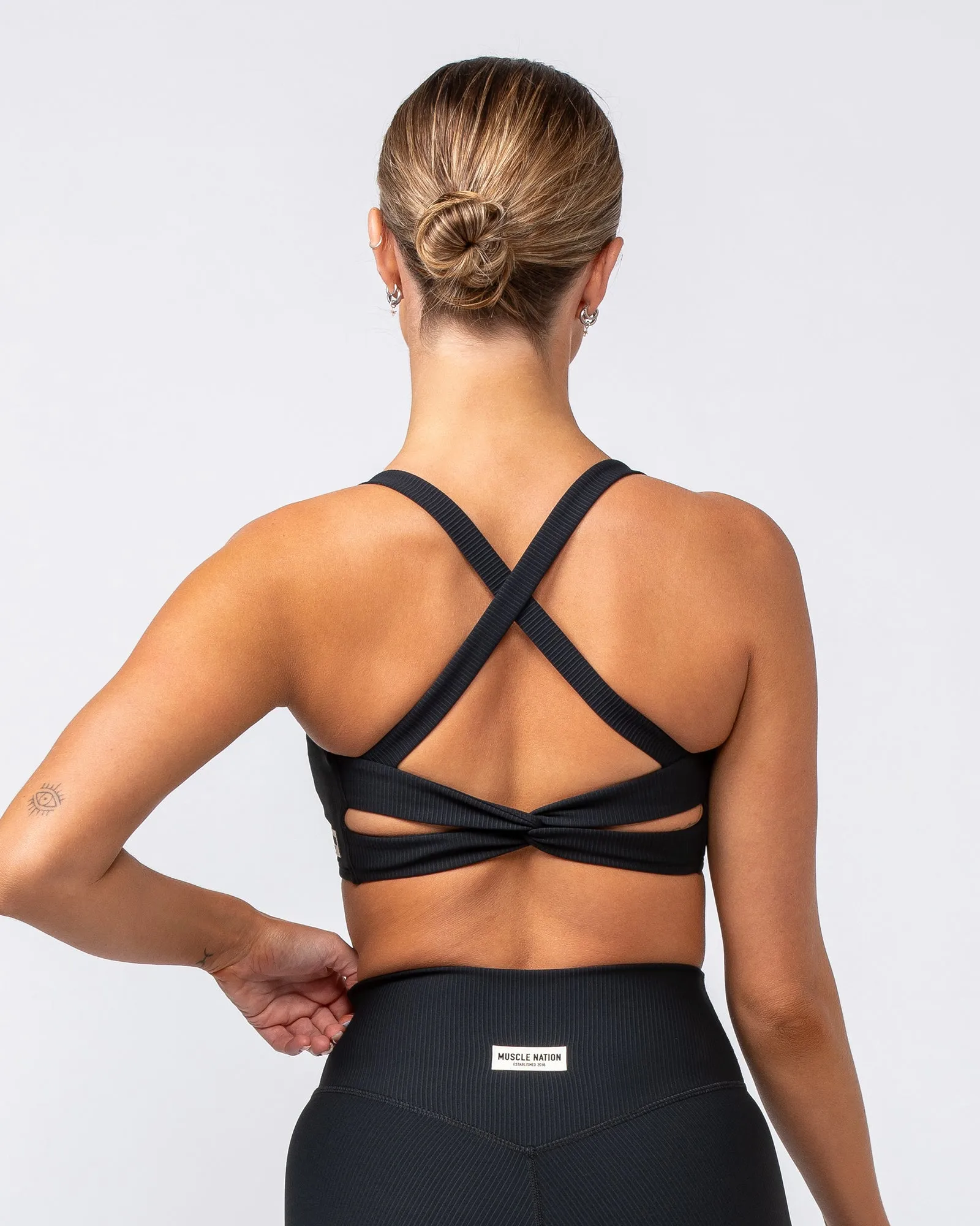 Twist Rib Bra - Black