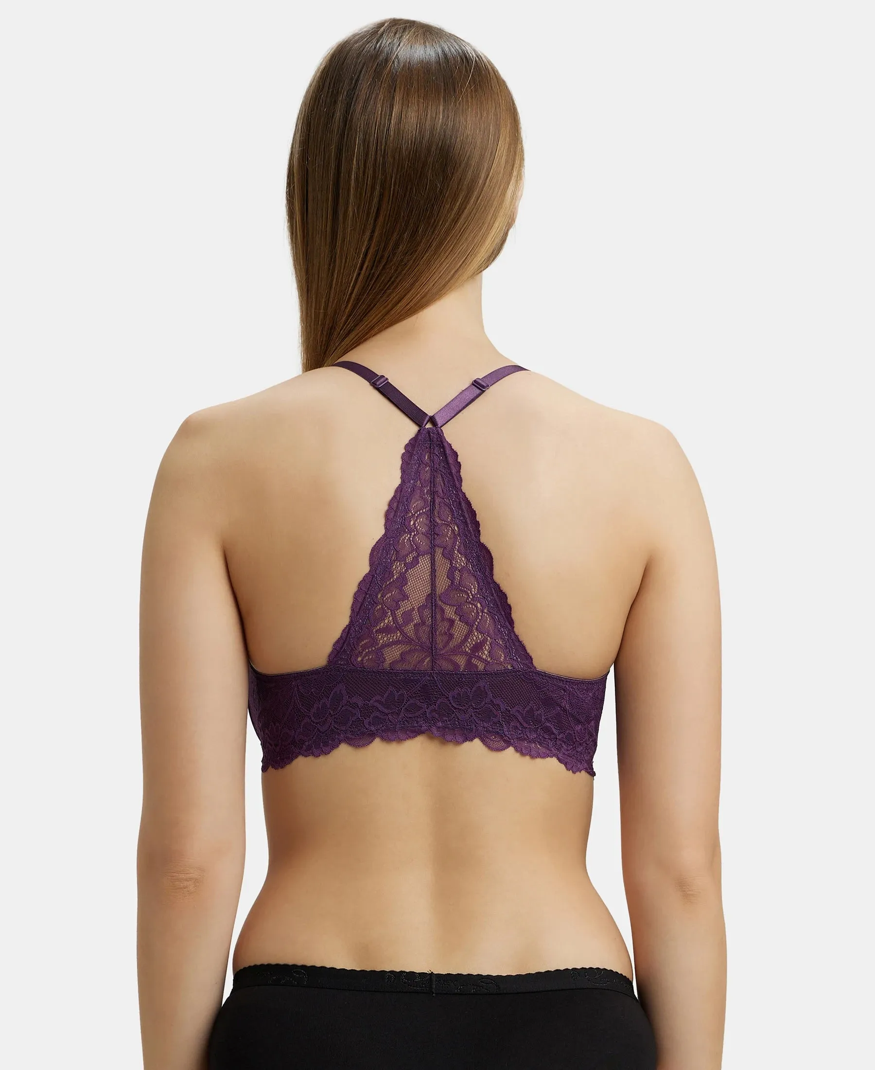 Under-Wired Padded Soft Touch Microfiber Elastane Stretch Full Coverage T-Shirt Bra with Lace Back Styling - Purple Cosmos
