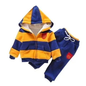 Unisex Boys Girl Hoodies Winter Velvet Sherpa Jacket Coat & Pants
