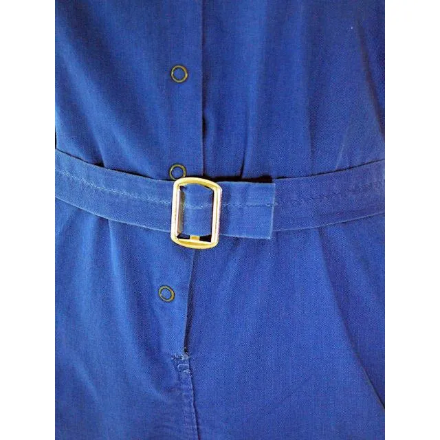 Vintage Gym Suit Royal Blue Cotton 1960s  36-26-40