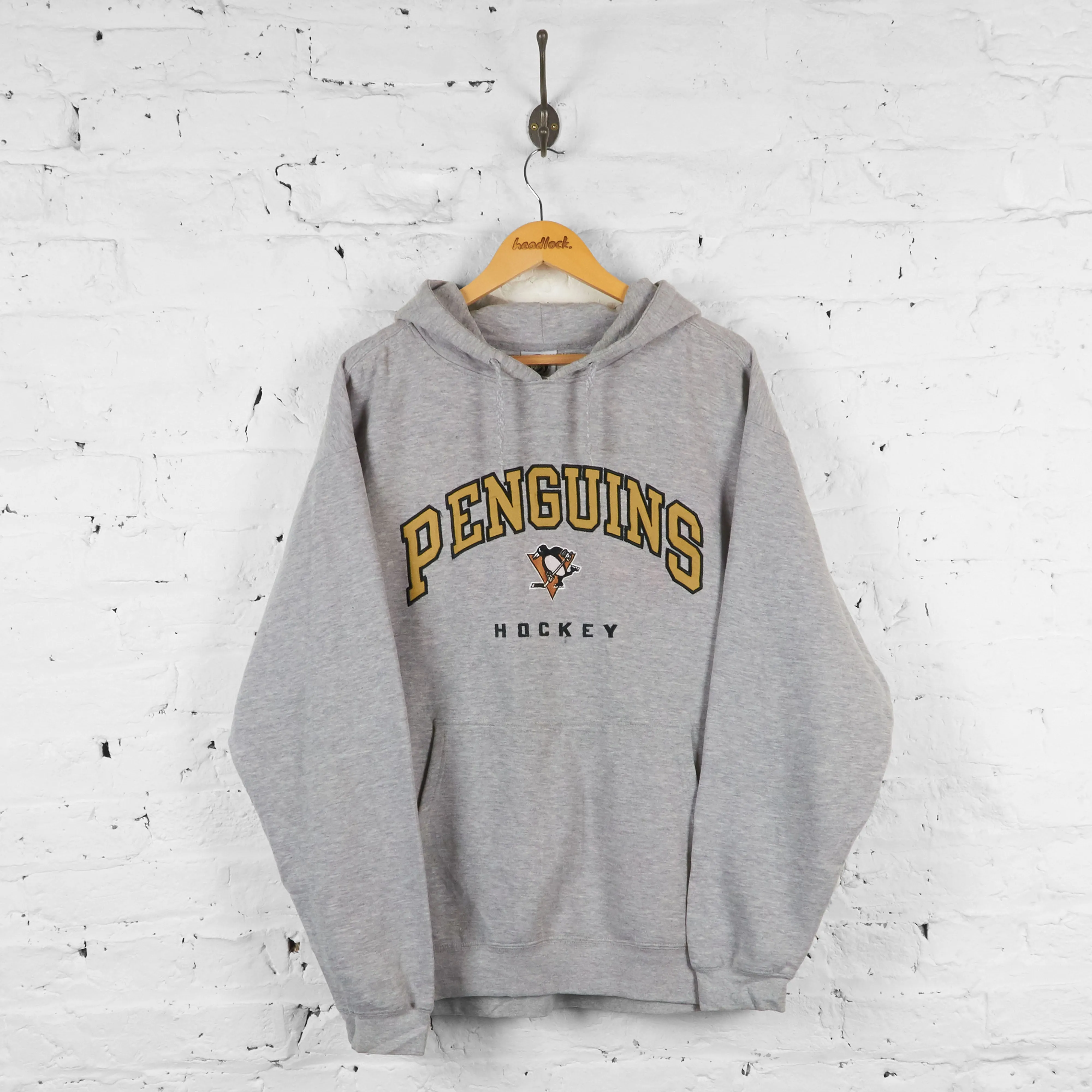 Vintage NHL Penguins Hockey Hoodie - Grey - XL