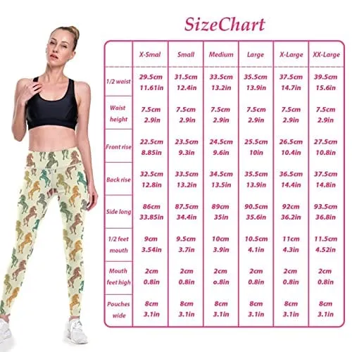 visesunny High Waist Yoga Pants with Pockets Colored Horse Tummy Control Workout Running Yoga Leggings for Women