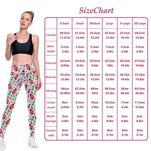 visesunny High Waist Yoga Pants with Pockets Cute Ladybug Polka Dot Buttery Soft Tummy Control Running Workout Pants 4 Way Stretch Pocket Leggings