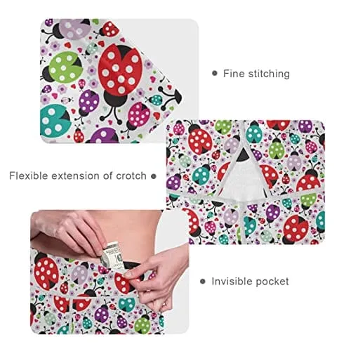 visesunny High Waist Yoga Pants with Pockets Cute Ladybug Polka Dot Buttery Soft Tummy Control Running Workout Pants 4 Way Stretch Pocket Leggings