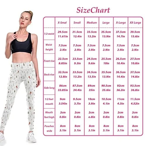 visesunny High Waist Yoga Pants with Pockets Cute Mushroom Forest Painting Soft Tummy Control Workout Leggings